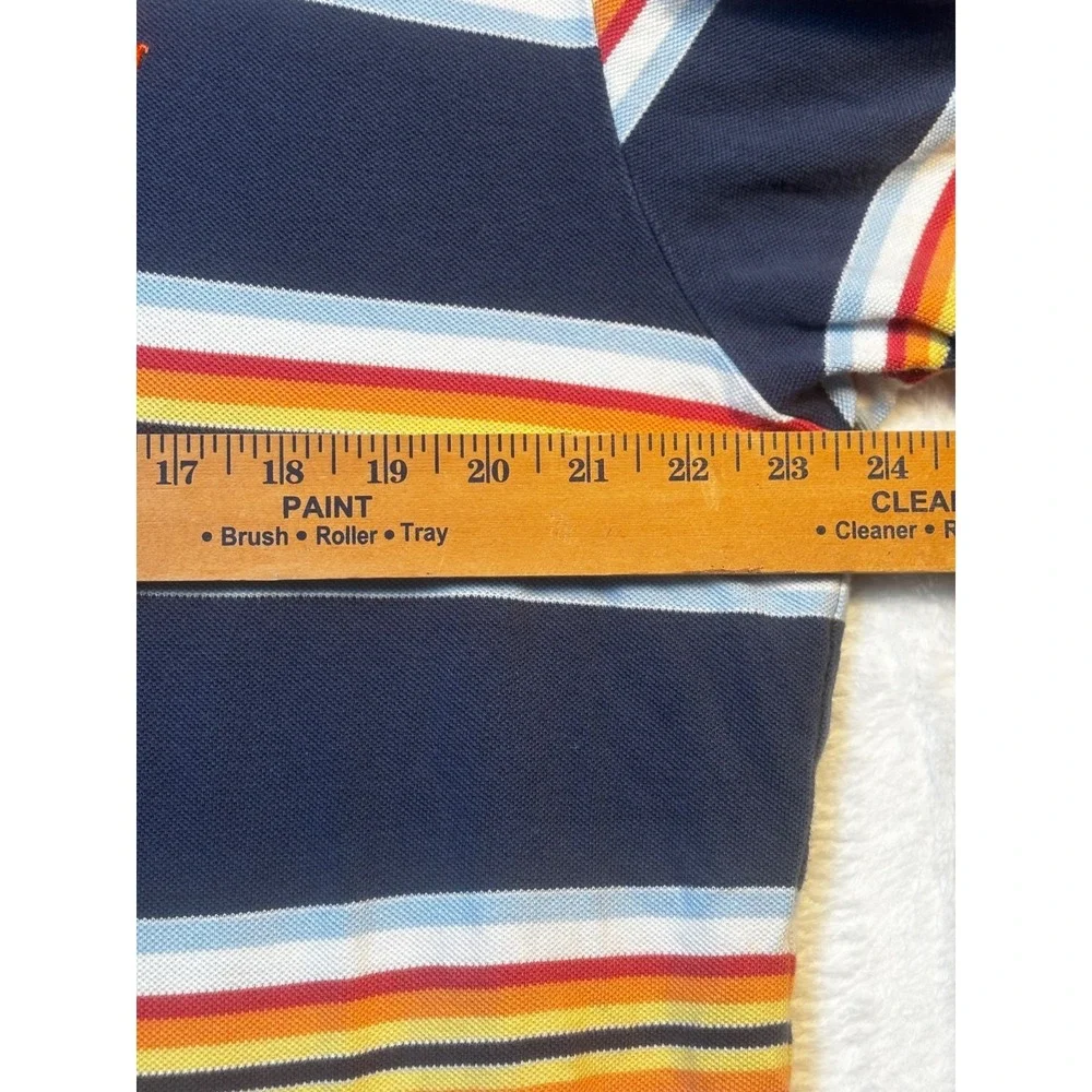 Vintage 90s Ralph Lauren Mens XL Faded Rainbow Striped‎ Collared Polo Shirt